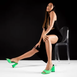 BEBO Kyrah Heeled Mule In Lime -Chic Shoes Shop 153