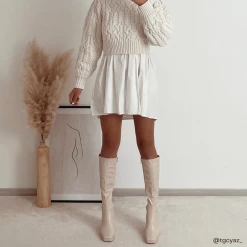 RAID Rainbow Block Heeled Long Boot In Cream 15 RAID Rainbow Block Heeled Long Boot In Cream -Chic Shoes Shop 23