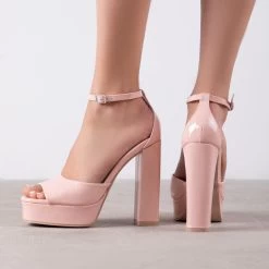 RAID Aasma Platform Heel In Nude Patent -Chic Shoes Shop Aasma Pink 3