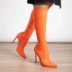 RAID Alannis Stiletto Heeled Boot In Orange -Chic Shoes Shop Alannis Orange 4