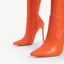 RAID Alannis Stiletto Heeled Boot In Orange -Chic Shoes Shop Alannis Orange 6