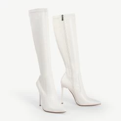 RAID Alannis Stiletto Heeled Boot In White -Chic Shoes Shop Alannis White 5