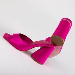 RAID Alba Heeled Mule In Pink Satin -Chic Shoes Shop Alba Pink 4