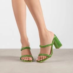 RAID Alyra Block Heeled Mule In Green -Chic Shoes Shop Alyra Green 1