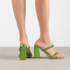 RAID Alyra Block Heeled Mule In Green -Chic Shoes Shop Alyra Green 3