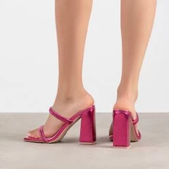 RAID Alyra Block Heeled Mule In Pink -Chic Shoes Shop Alyra Pink 3