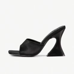 RAID Amantha Heeled Mule In Black Satin 13 RAID Amantha Heeled Mule In Black Satin -Chic Shoes Shop Amantha Black Satin 4