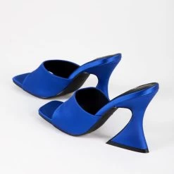 RAID Amantha Heeled Mule In Blue Satin -Chic Shoes Shop Amantha Blue Satin 5