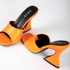 RAID Amantha Heeled Mule In Orange 12 RAID Amantha Heeled Mule In Orange -Chic Shoes Shop Amantha Orange PU 5