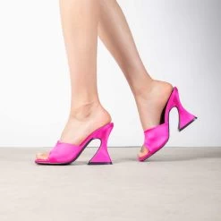 RAID Amantha Heeled Mule In Hot Pink Satin -Chic Shoes Shop Amantha Pink Satin 1