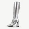 RAID Amberr Long Block Heeled Boot In Silver -Chic Shoes Shop Amberr Silver 4