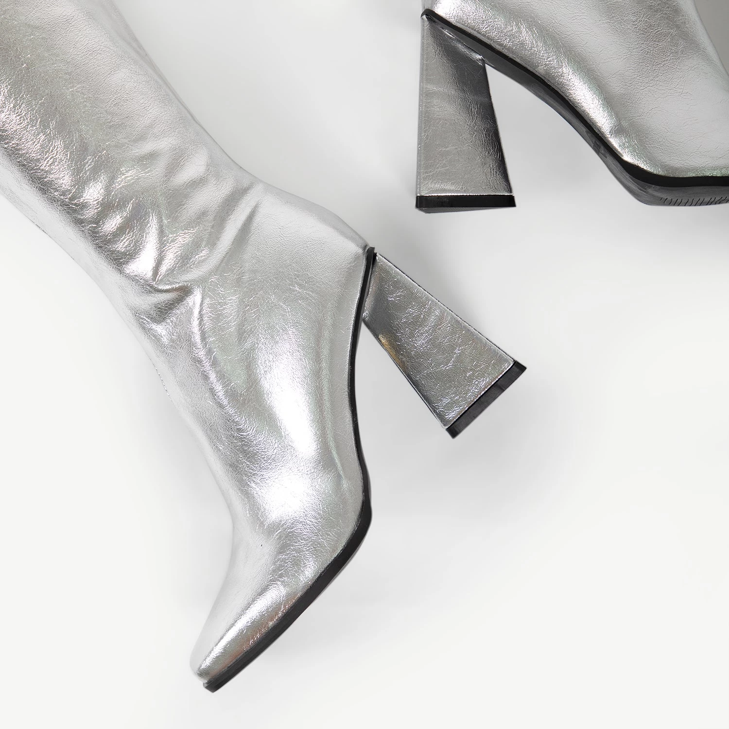 RAID Amberr Long Block Heeled Boot In Silver 7 RAID Amberr Long Block Heeled Boot In Silver - Image 5