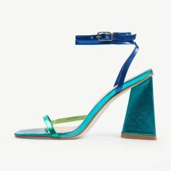 RAID Amora Lace Up Block Heel In Blue