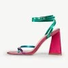 RAID Amora Lace Up Block Heel In Pink Multi