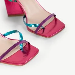 RAID Amora Lace Up Block Heel In Pink Multi -Chic Shoes Shop Amora Pink 5