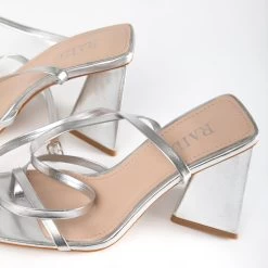 RAID Amora Lace Up Block Heel In Silver -Chic Shoes Shop Amora Silver 4