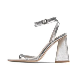 RAID Amora Lace Up Block Heel In Silver -Chic Shoes Shop Amora Silver 5 46143393 9145 47b6 bb26 ee02ced09179