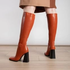 RAID Analeah Block Heeled Boot In Tan -Chic Shoes Shop Analeah Tan 4