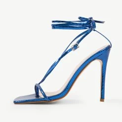 RAID Ancy Lace Up Heel In Blue -Chic Shoes Shop Ancy Blue 4