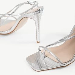 RAID Ancy Lace Up Heel In Silver -Chic Shoes Shop Ancy Silver 5