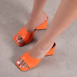 RAID Angel Heeled Mule In Orange 11 RAID Angel Heeled Mule In Orange -Chic Shoes Shop Angel Orange 2