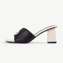 RAID Anna Block Heeled Mule In Black -Chic Shoes Shop Anna Black White 4