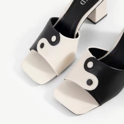 RAID Anna Block Heeled Mule In Black -Chic Shoes Shop Anna Black White 5