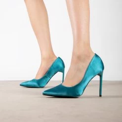 RAID Antix Court Heel In Teal Satin 9 RAID Antix Court Heel In Teal Satin -Chic Shoes Shop Antix Teal Satin 1