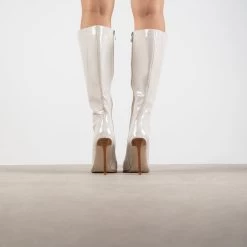 RAID Aria Long Stiletto Heel Boot In White -Chic Shoes Shop Aria white 2