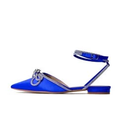 RAID Armell Flat Lace Up Pump In Blue Satin