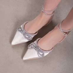 RAID Armell Flat Lace Up Pump In Nude Satin -Chic Shoes Shop Armell Nude 2