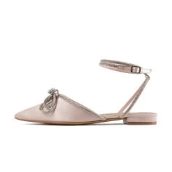 RAID Armell Flat Lace Up Pump In Nude Satin