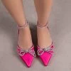 RAID Armell Flat Lace Up Pump In Hot Pink Satin -Chic Shoes Shop Armell Pink 2