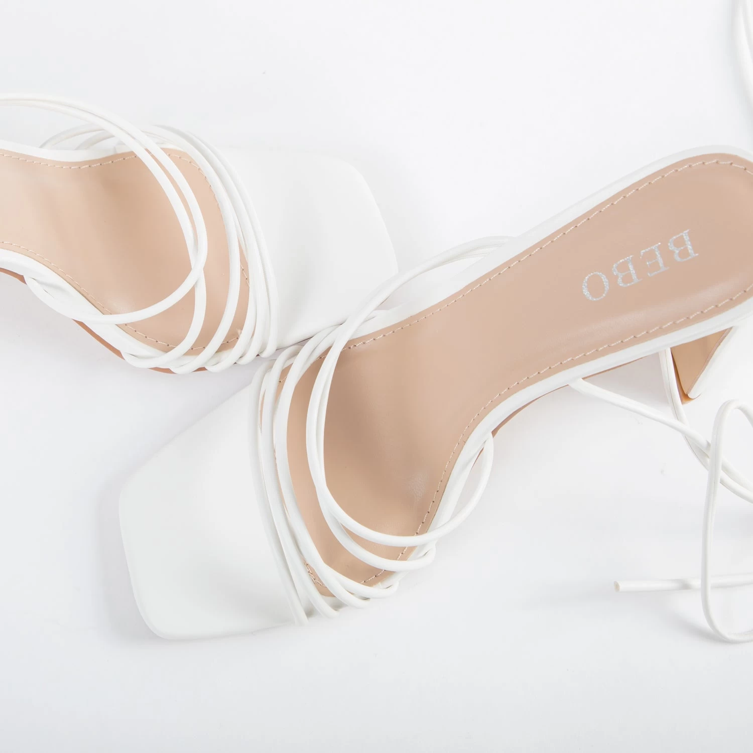 BEBO Arya Lace Up Heel In White 6 BEBO Arya Lace Up Heel In White - Image 4