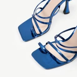 RAID Avika Strappy Heels In Blue Metalic -Chic Shoes Shop Avika Blue 5