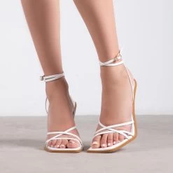 RAID Ayumi Square Toe Sandal In White -Chic Shoes Shop Ayumi White 1