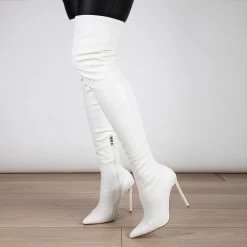 RAID Banner Stiletto Heeled Boot In White -Chic Shoes Shop Banner White 2