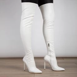 RAID Banner Stiletto Heeled Boot In White