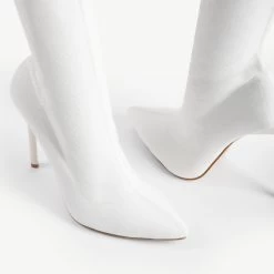 RAID Banner Stiletto Heeled Boot In White -Chic Shoes Shop Banner White 6