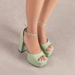 RAID Berit Platform Heel In Sage Green -Chic Shoes Shop Berit Green 2
