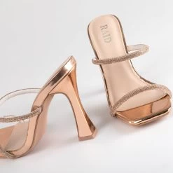 RAID Beulah Heeled Mule In Rose Gold -Chic Shoes Shop Beulah RoseGold 4