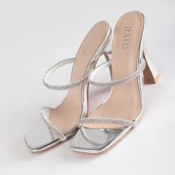 RAID Beulah Heeled Mule In Silver -Chic Shoes Shop Beulah Silver 4