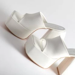 RAID Bina Platform Heeled Mule In White 12 RAID Bina Platform Heeled Mule In White -Chic Shoes Shop Bina White 5