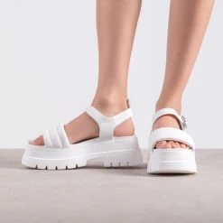 RAID Brenner Chunky Padded Sandal In White -Chic Shoes Shop Brenner White 1