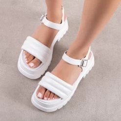 RAID Brenner Chunky Padded Sandal In White -Chic Shoes Shop Brenner White 2