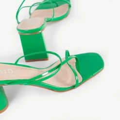 RAID Brioni Heeled Sandal In Green Patent -Chic Shoes Shop Brioni Green 5