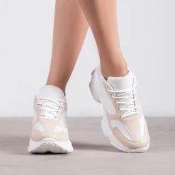 RAID Champ Chunky Trainers In Nude/White -Chic Shoes Shop Champ Nude White 1