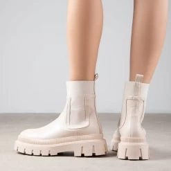 RAID Clovia Chunky Ankle Boot In Ecru 12 RAID Clovia Chunky Ankle Boot In Ecru -Chic Shoes Shop Clovia Nude 5