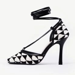 RAID Cornell Heeled Pump In Black/Cream -Chic Shoes Shop Cornell Black White 5