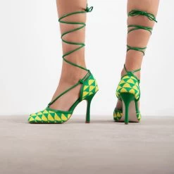 RAID Cornell Heeled Pump In Green/Yellow -Chic Shoes Shop Cornell Green Yellow 3